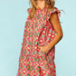 Haptics Full Size Ruffled Printed Dress with Side Pockets - Farnelli