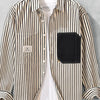 Men's Plus Size Striped Button-Up Shirt - Black
