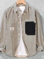 Men's Plus Size Striped Button-Up Shirt - Farnelli