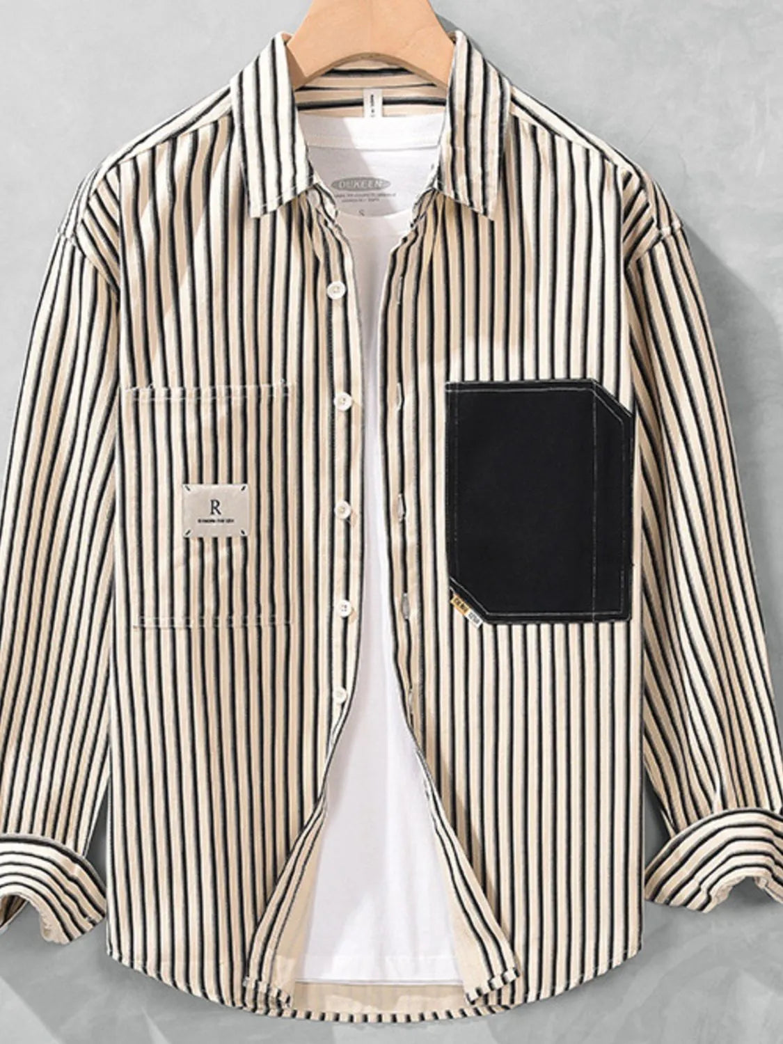 Men's Plus Size Striped Button-Up Shirt - Farnelli
