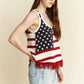 Jade By Jane Full Size American Flag Fringe Tank Top Plus Size - Farnelli