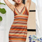 ADORA Contrast Striped V-Neck Mini Dress - Farnelli
