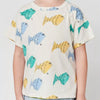Children's Fish Print Round Neck T-Shirt - Ivory