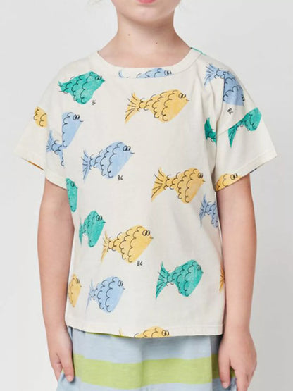 Children's Fish Print Round Neck T-Shirt - Farnelli