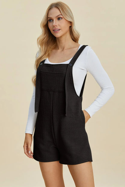 Double Take Full Size Texture Sleeveless Romper - Farnelli