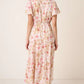 Mittoshop Flower Print Flutter Sleeve V Slit Maxi Dress - Farnelli