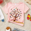 Children's Butterfly Tree Graphic Casual T-Shirt - Pink