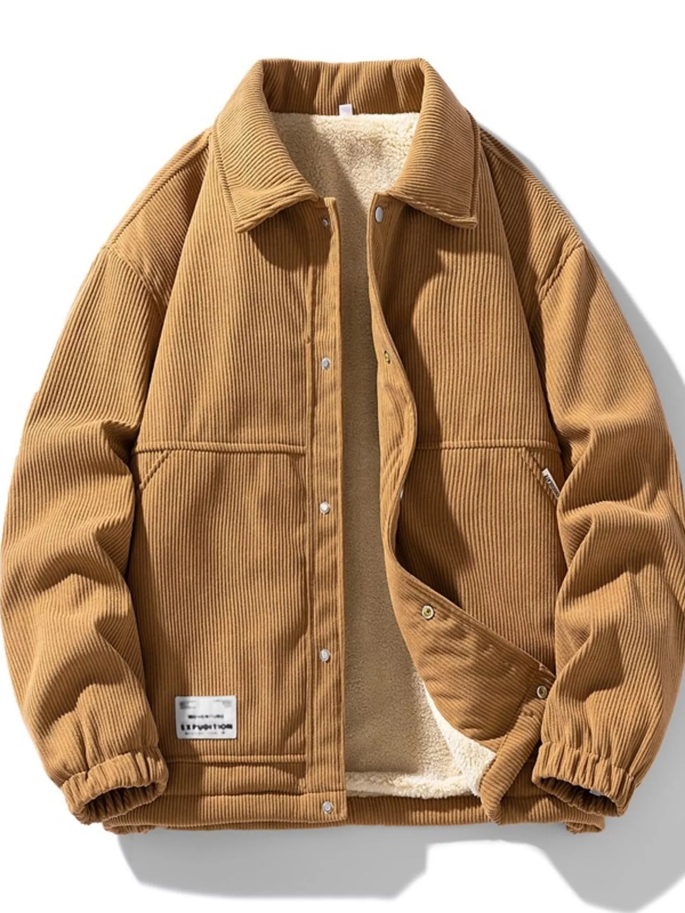 Men's Plus Size Corduroy Sherpa Lined Trucker Jacket - Farnelli