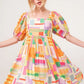 And The Why Square Neck Puff Sleeve Geo Printed Mini Dress - Farnelli