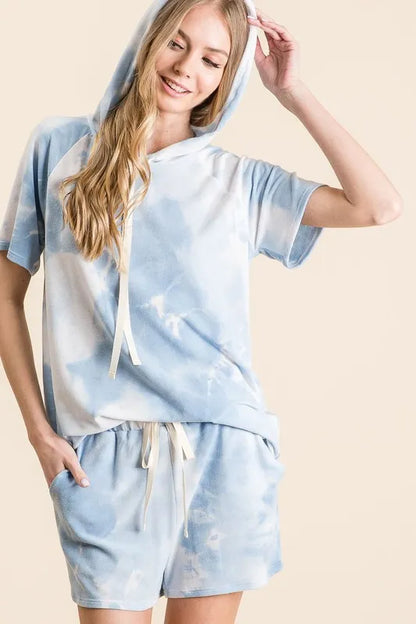 BiBi Tie Dye French Terry Hoodie Top and Bottom Set - Farnelli