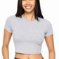 MONO B Essential Micro-ribbed Cropped Athleisure Tee - Farnelli