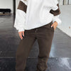 Drop Shoulder Loose Sweatshirt and Joggers Active Set - Chocolate