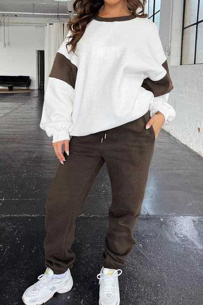 Drop Shoulder Loose Sweatshirt and Joggers Active Set - Farnelli