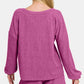 Zenana V-Neck Long Sleeve Ribbed Top and Shorts Set - Farnelli
