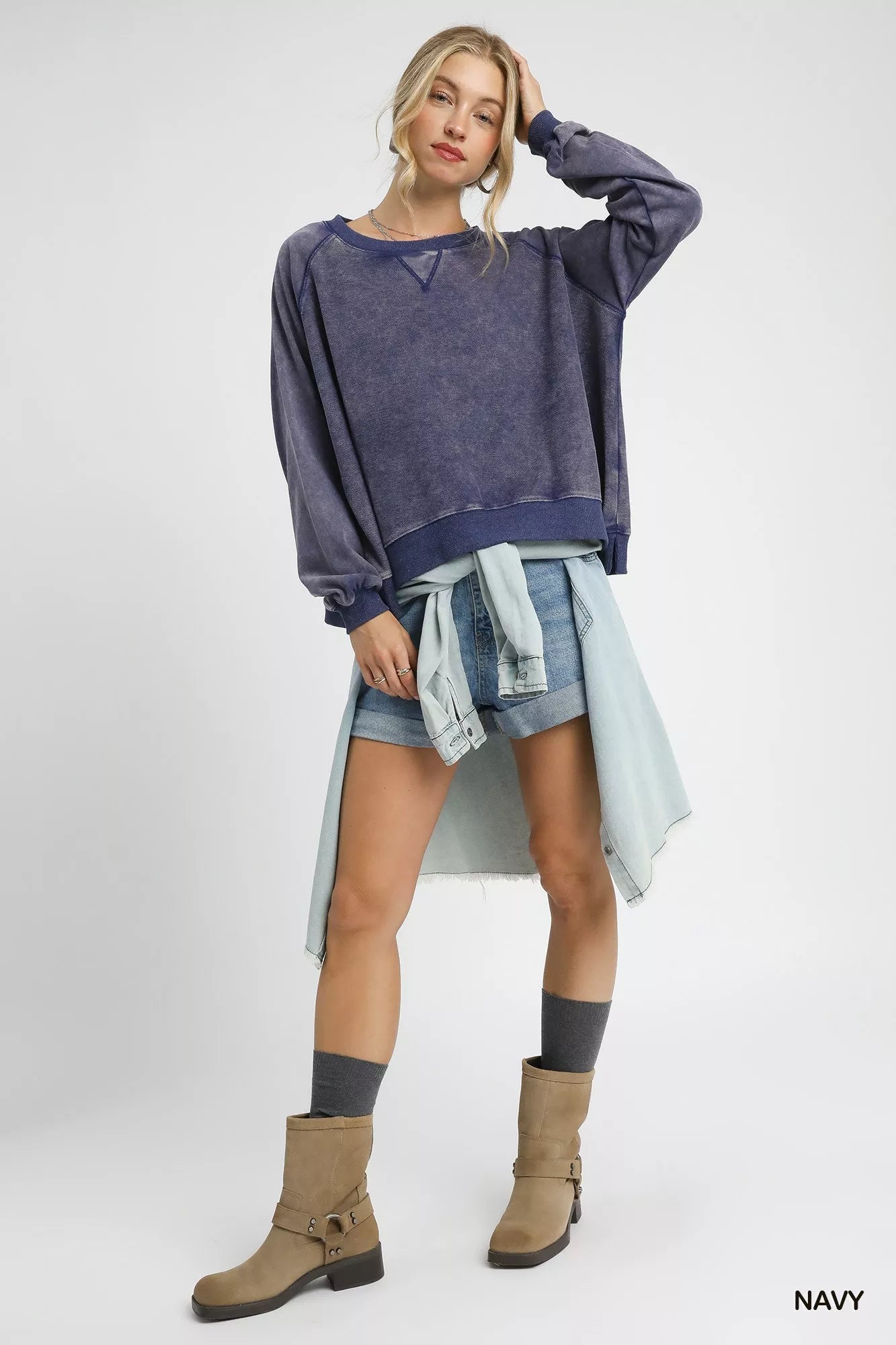 Umgee Mineral Wash French Terry Sweatshirt - Farnelli