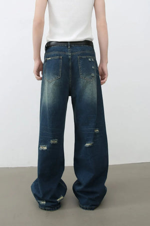 Men's Distressed Wide Leg Jeans - Farnelli