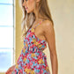 Davi & Dani Floral Smocked Sleeveless Ruffle Back Tie Top - Farnelli