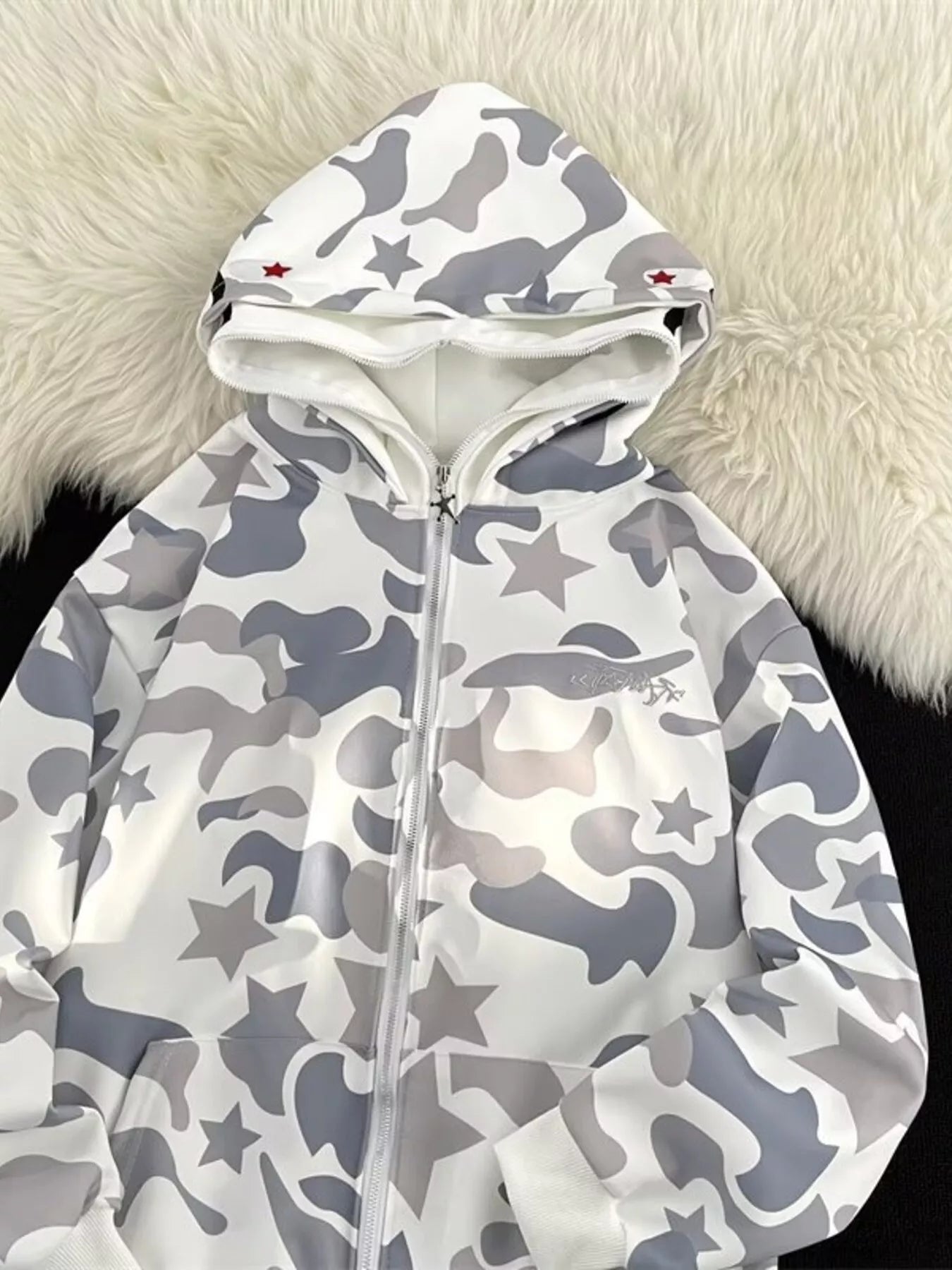 Men's Camo Print Zip-Up Hoodie - Farnelli