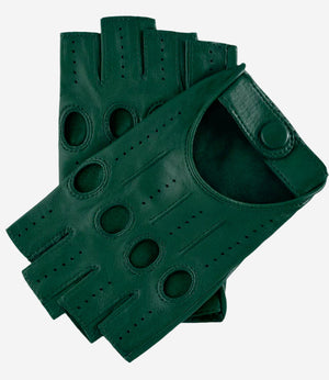 Rossana (hunter) - Italian fingerless lambskin leather driving gloves