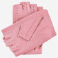 Rossana (pink) - Italian fingerless lambskin leather driving gloves