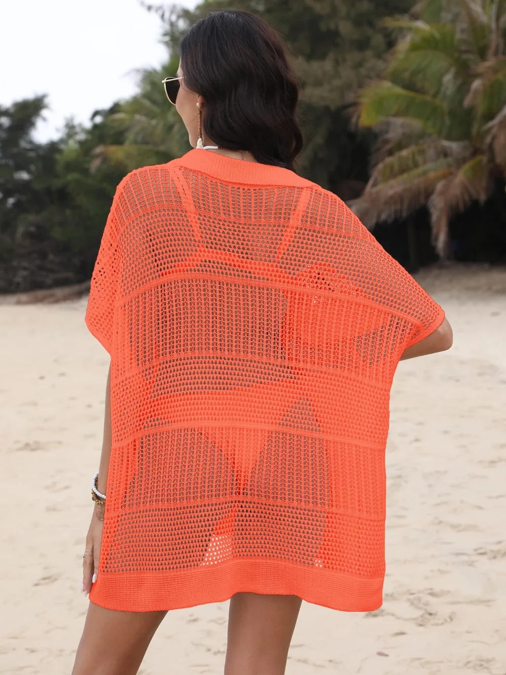 Hollow Out Collared Neck Cover-Up - Farnelli