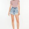 Kancan Distressed High Waist Denim Shorts with Pockets - Medium