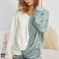 BiBi Twist Front Contrast Cable Knit Top - Farnelli