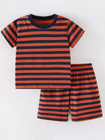 Children's Striped Round Neck Top and Shorts Set - Farnelli