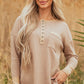 Blake Waffle Textured Tunic Henley Top with Slits - Farnelli