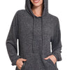 Zenana Brushed Hacci Melange Hooded Sweater - BLACK