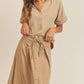 MABLE Short Sleeve Top and Button Down Midi Skirt Set - Farnelli