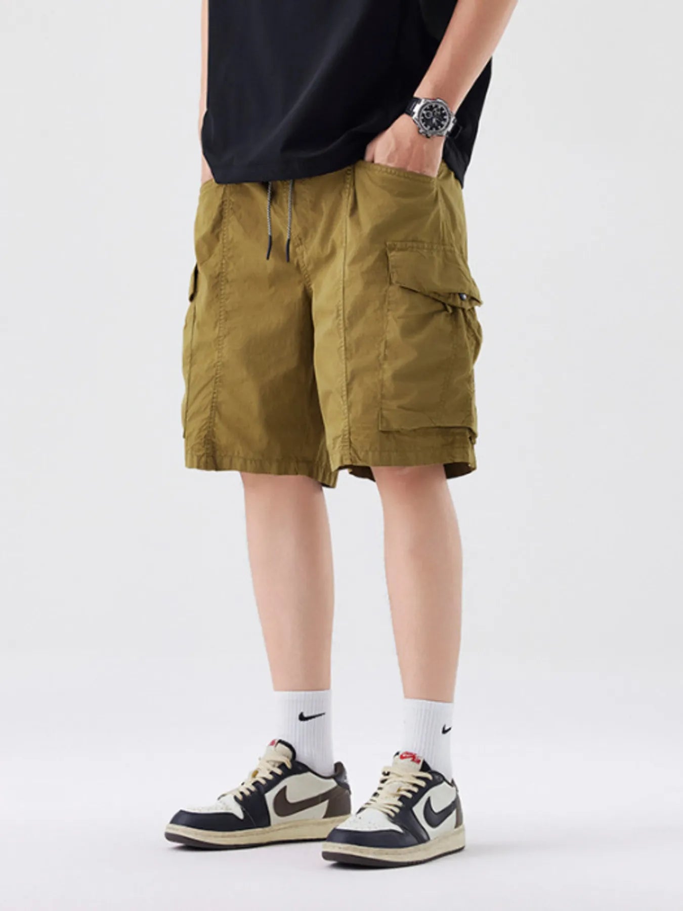 Men's Full Size Drawstring Cargo Shorts Plus Size - Farnelli