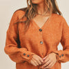 MABLE Long Sleeve Button Down Sweater Cardigan - Rust