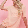 BiBi Rib Knit With Front Cut Out Mock Neck Top - PEACH