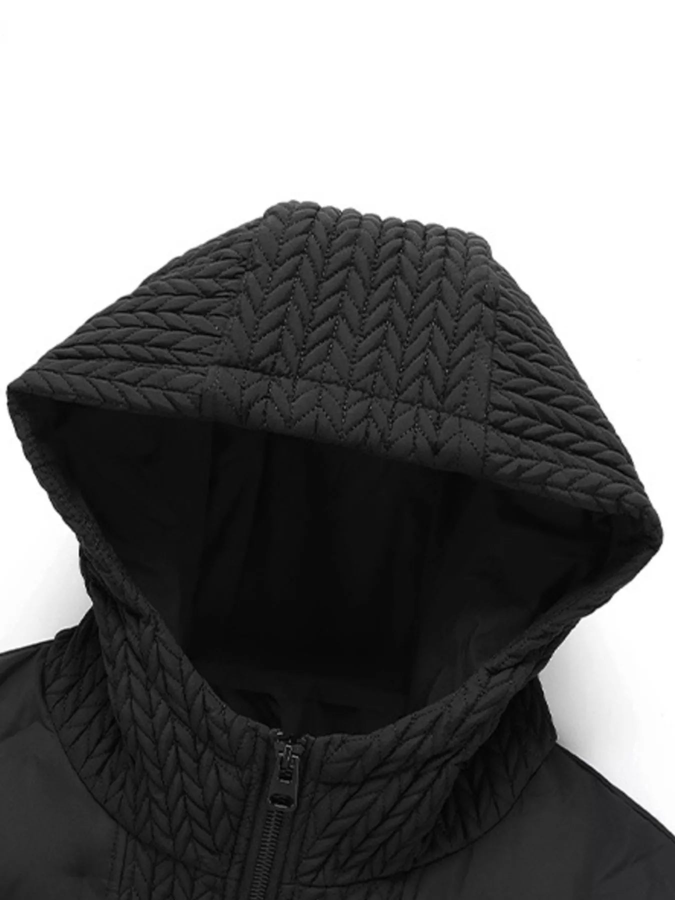 Men's Plus Size Texture Hooded Puffer Jacket - Farnelli