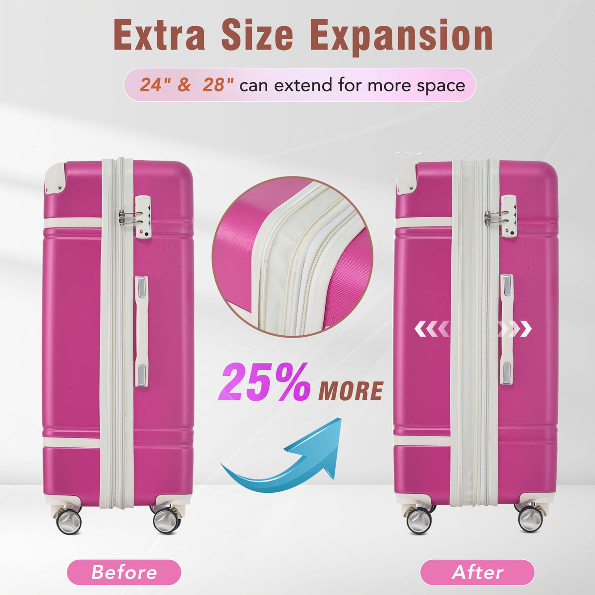 HouseOfZazla 4-piece hardshell luggage set with TSA locks, lightweight design in multiple colors