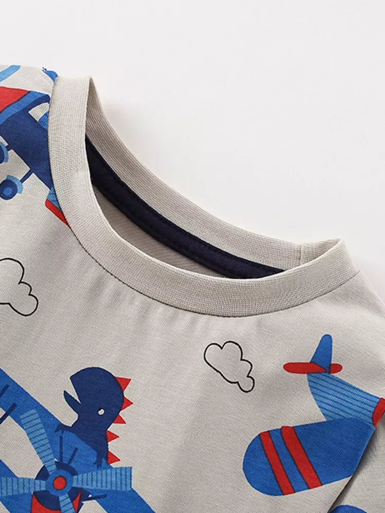 Children's Airplane Print Long Sleeve T-Shirt - Farnelli