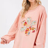 SAGE + FIG Flower Patch Dropped Shoulder Oversize Top - Watermelon pink