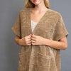 Umgee Open Front Knit Cardigan with Front Pockets - MOCHA