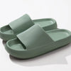 Open Toe Platform Slippers - Green