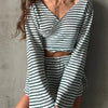 Striped Long Sleeve Top and Shorts Set - Stripe