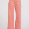 Mittoshop Twill Patch Pocket High Rise Wide Leg Pants - CORAL PINK