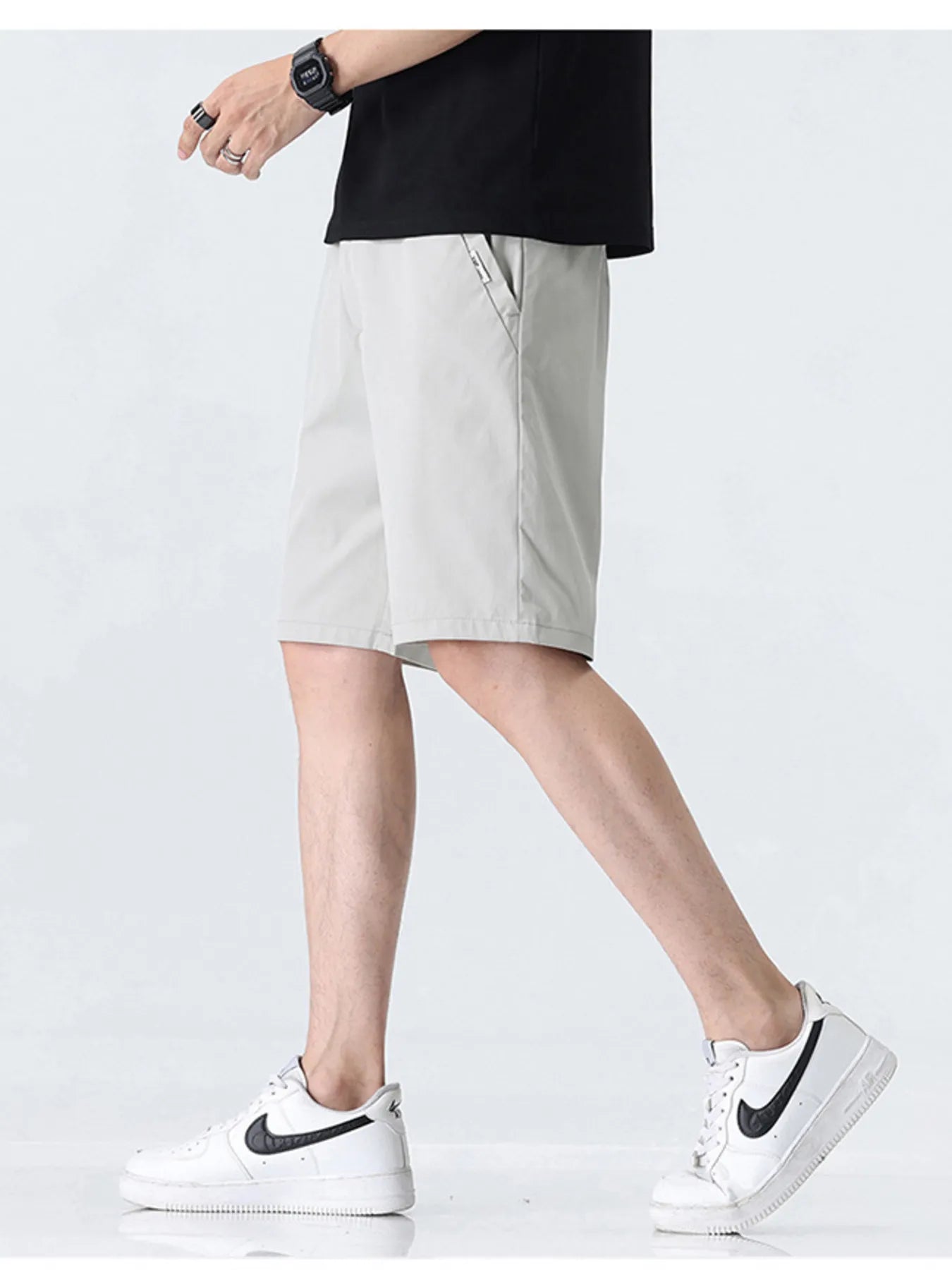 Men's Plus Size Elastic Waistband Shorts with Pockets - Farnelli
