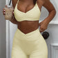 Ruched Sports Bra and High-Waisted Shorts Active Set - Farnelli