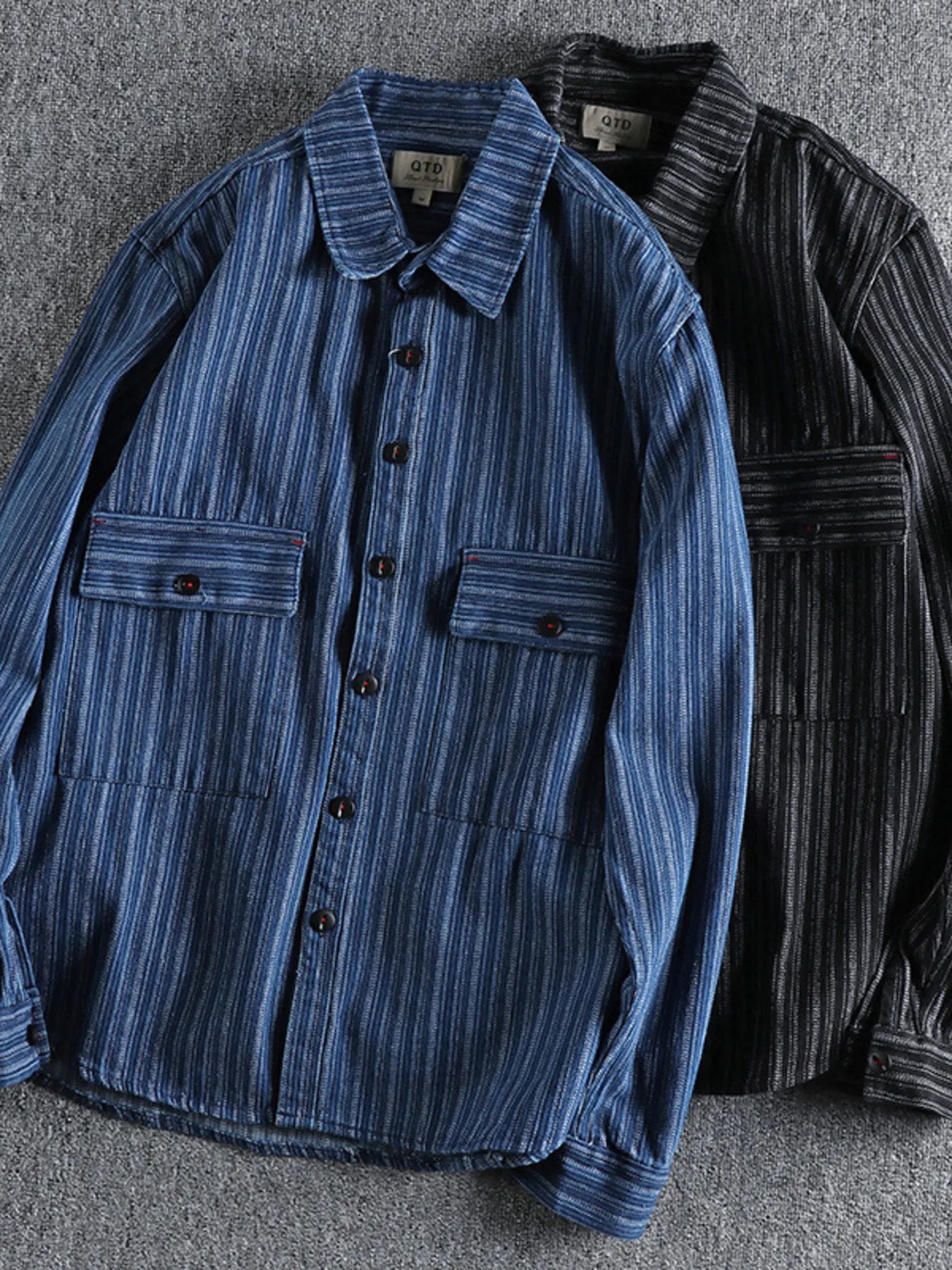 Men's Striped Button Down Denim Shirt - Farnelli