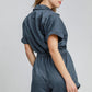 Umgee Button Down Charmeuse Romper - Farnelli