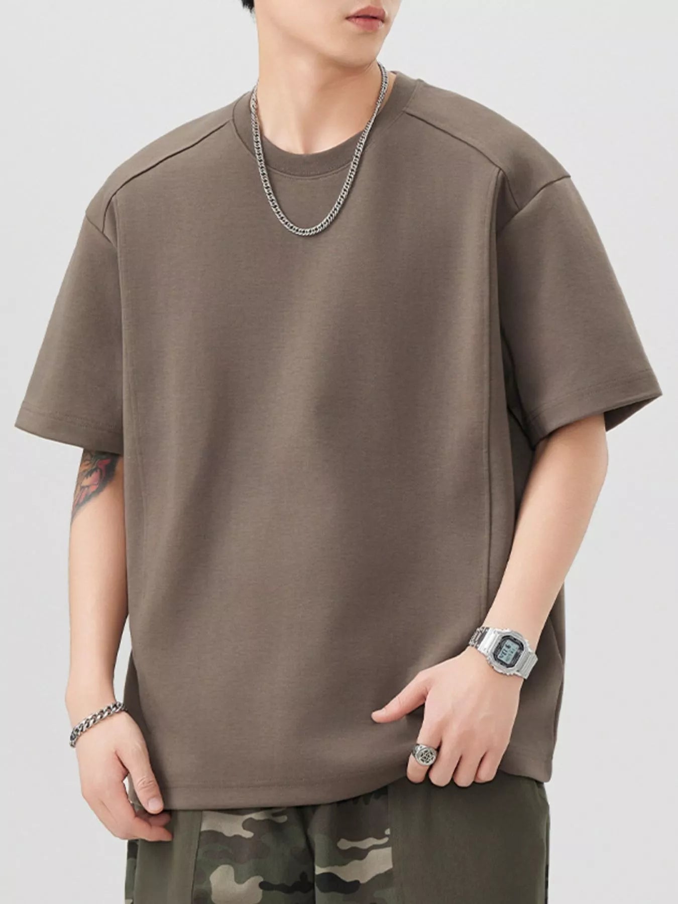 Men's Plus Size Round Neck Short Sleeve T-Shirt - Farnelli