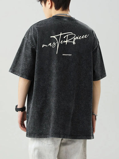 Men's Plus Size Round Neck Letter Graphic T-Shirt - Farnelli