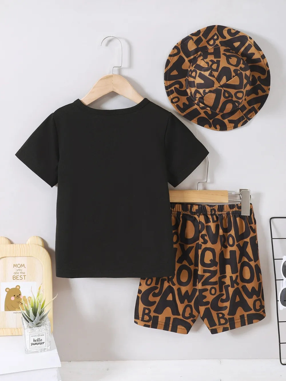 Children's Teddy Bear Round Neck Top and Pants Set - Farnelli