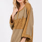 SAGE + FIG Star Applique Patch Exposed Seam Waffle Knit Top - Farnelli